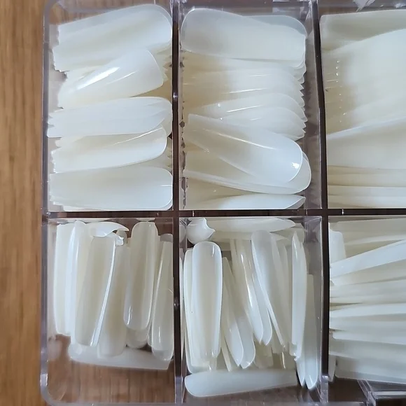 Nail Tips with Storage Box Cream Colored Glue On Coffin Nail Tips - Picture 3 of 9